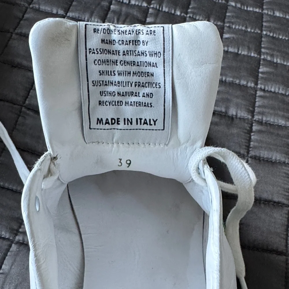 Re/Done 70’s Tennis Sneakers with Green Accents Size US 9 & EU 39